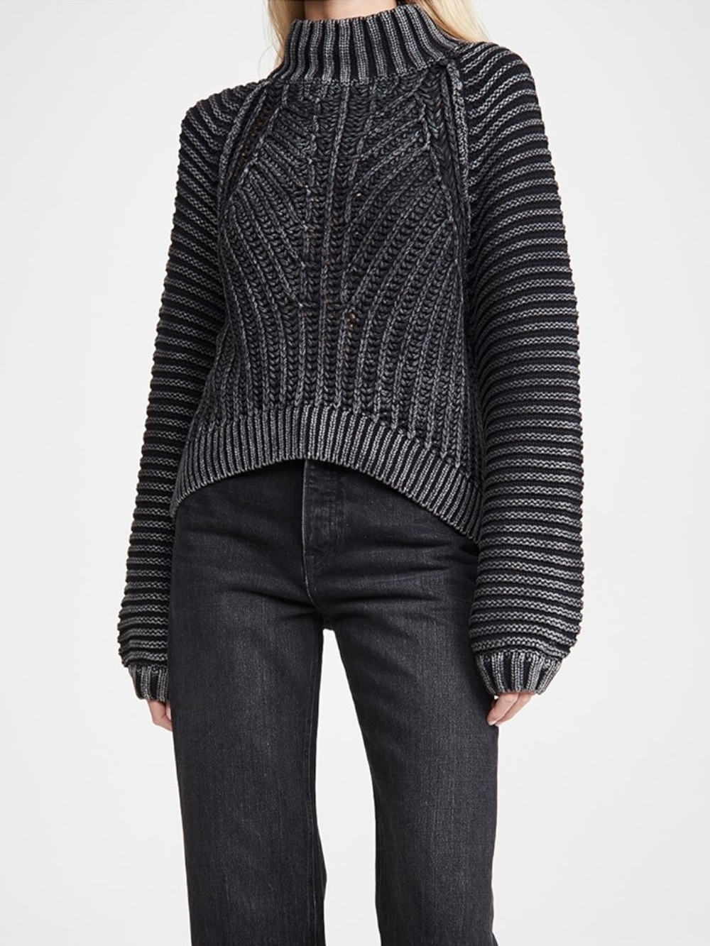 Free People Sweetheart Mock Neck Sweater Black Medium M